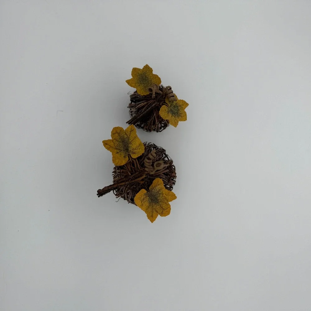 Fall Harvest Grapevine Pumpkin Decor Set of 2 Autumn Rustic Farmhouse Wicker